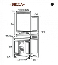 Misty Зеркало с полочкой Bella 75 черное с кристаллами – фотография-6
